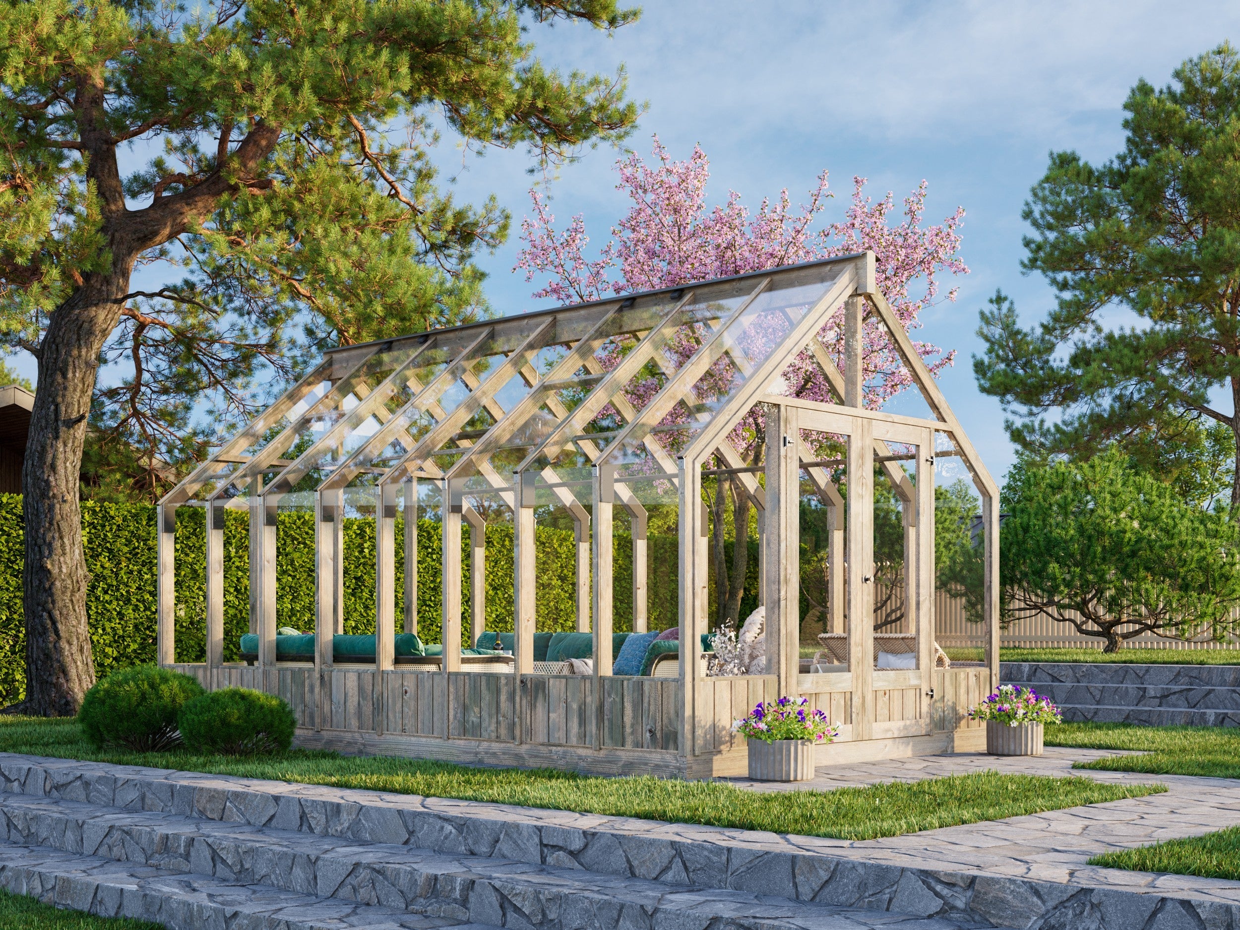Emilia 13.8m2 (3x4.83m | 18mm) Halliks süvaimmutatud modernne klaasmaja