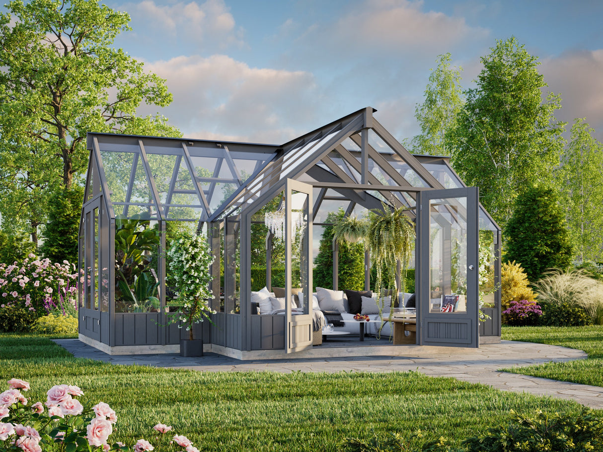 Emilia 19,1 m2 klaaskasvuhoone (RAL7012)