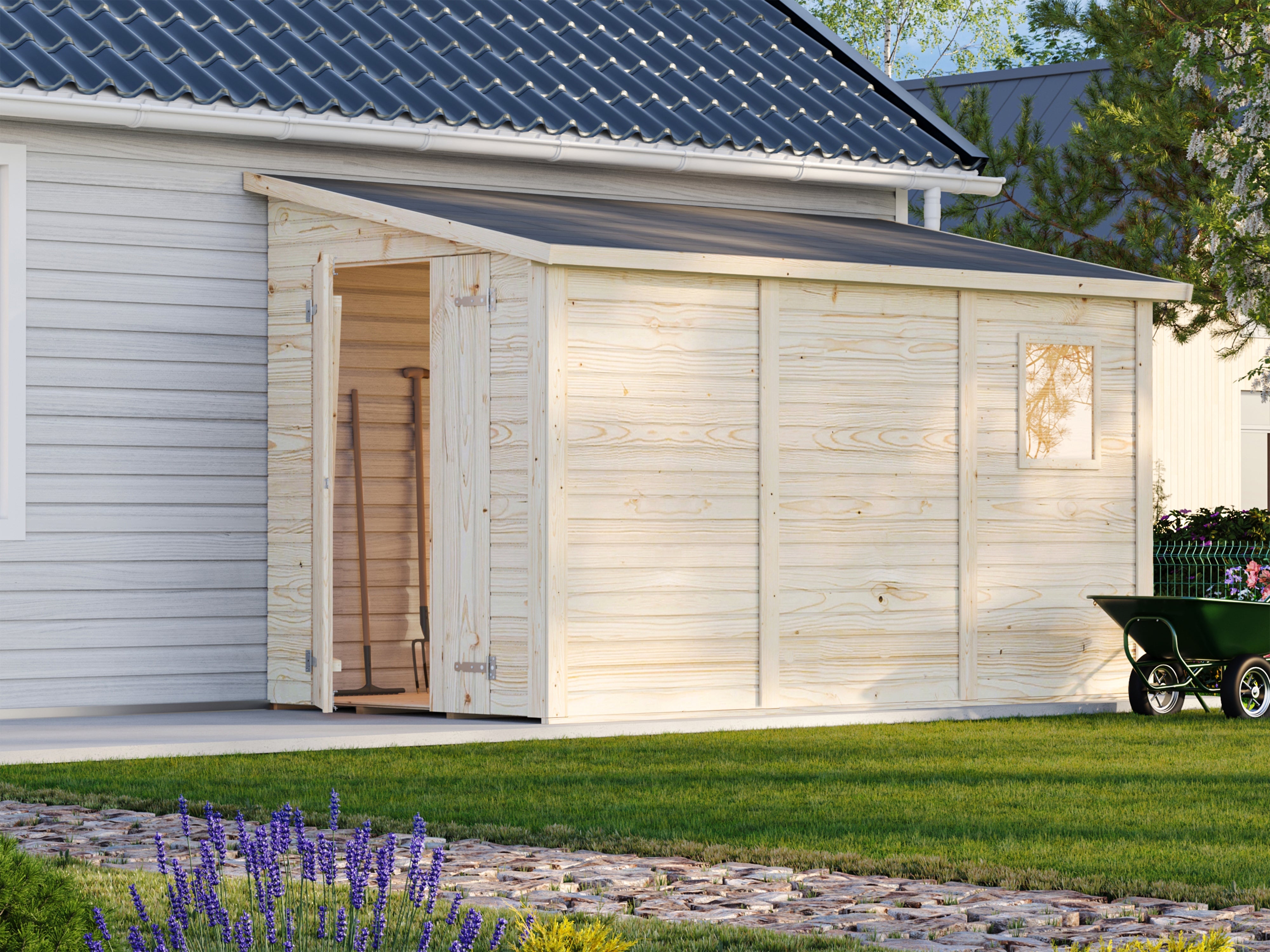 Mia 5.4m2 (3.33x1.65m | 16mm) Valmis seinaelementidest aiakuur maja seina külge kinnitamiseks