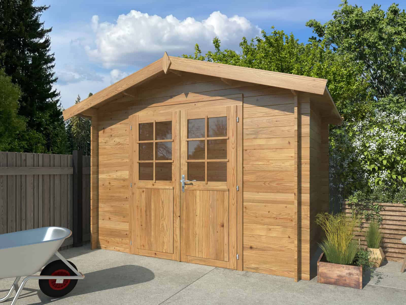 Valentine 4.7m2 (2.76x1.8m | 28mm) Süvaimmutatud freespruss-aiakuur kahepoolse uksega