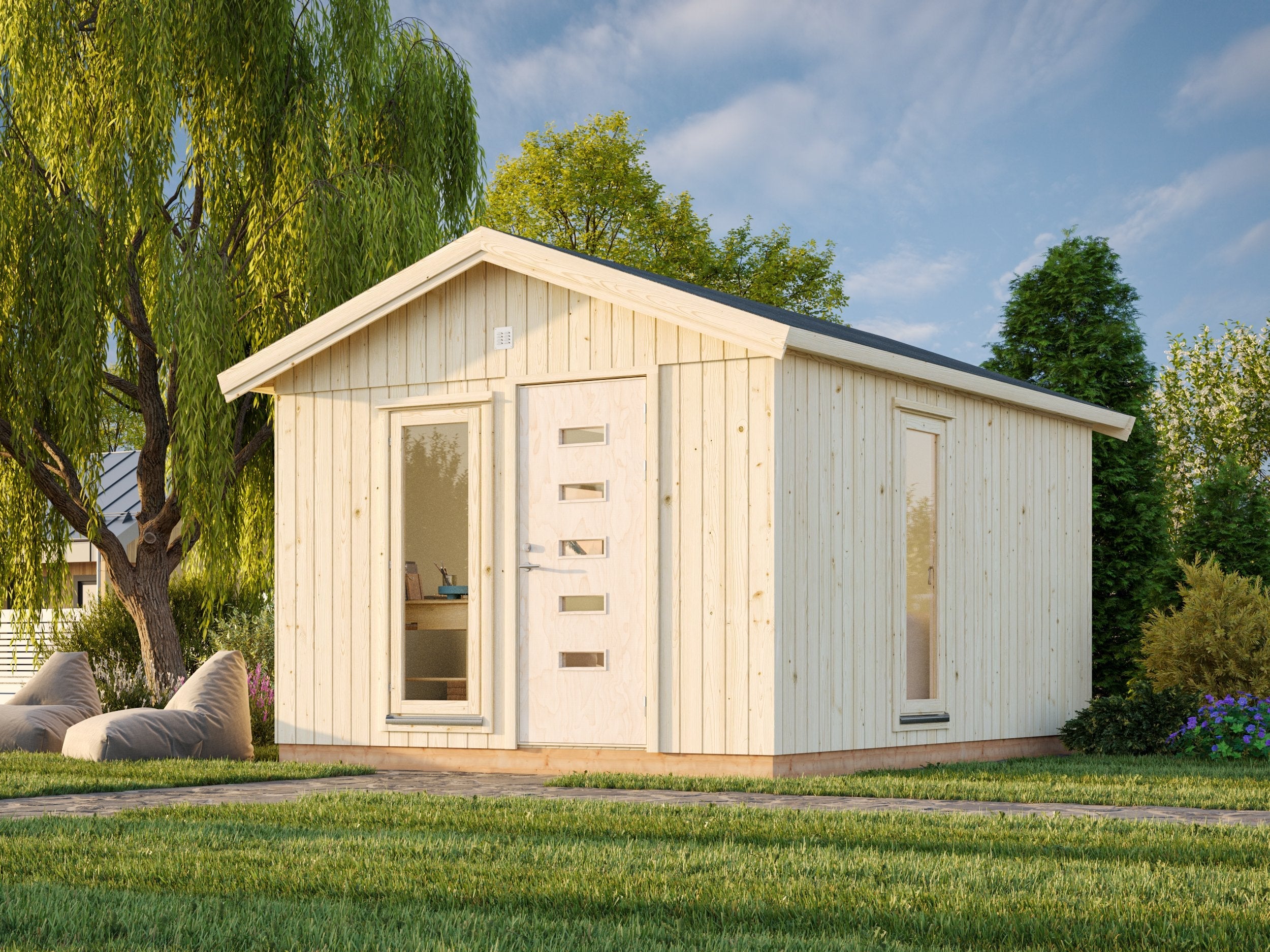 Ly 13.6m2 (3.3x4.52m | 18mm) Valmis seinaelementidest soojustusvalmidusega aiamaja