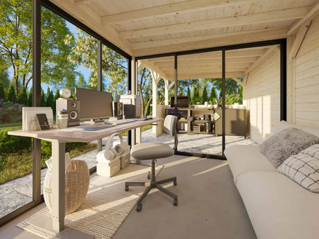 Lenna 16.6m2  Set 407/707 (5.88x3m) Kahe lükandukse ja väliköögiga paviljon