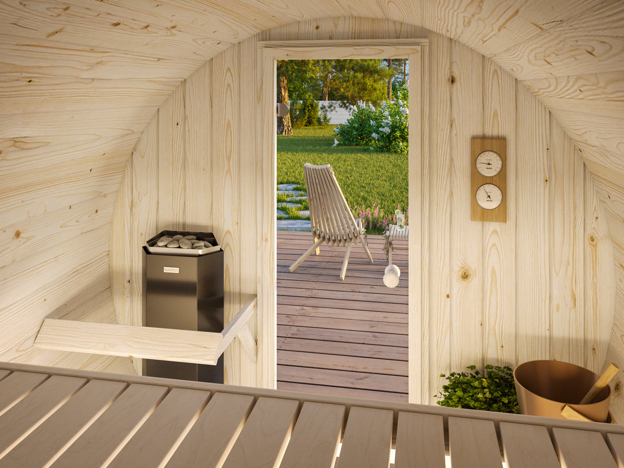 SAUNAKOMPLEKT: Anita 0.9m2 (2x1.6m | 42mm) torusaun koos kerise ja kividega