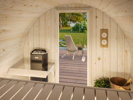 SAUNAKOMPLEKT: Anita 0.9m2 (2x1.6m | 42mm) torusaun koos kerise ja kividega