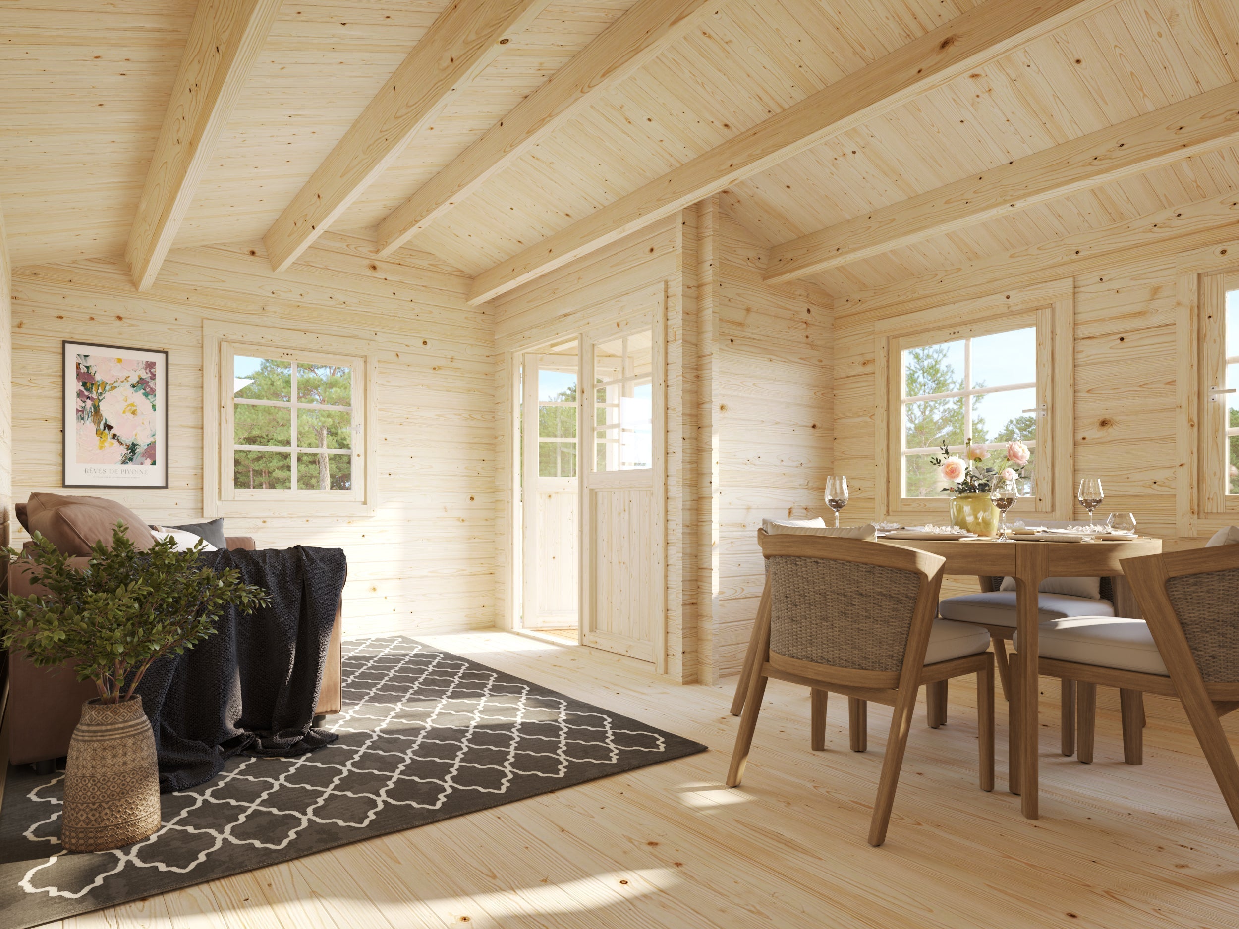 Susanna 16.4m2 (5.3x4m | 44mm) Traditsiooniline freespruss-aiamaja
