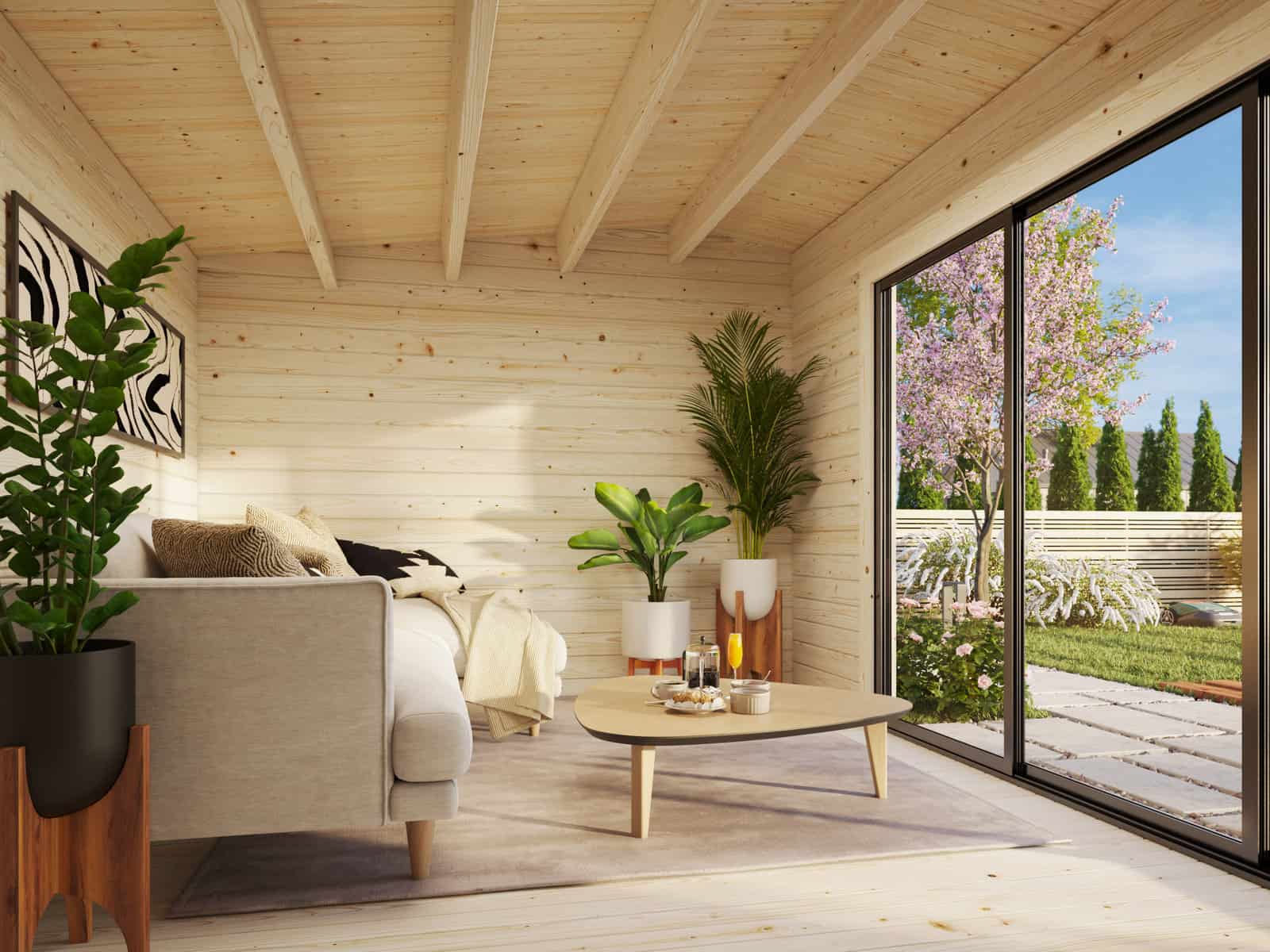 Ines 13.7m2 (4.8x3m | 44mm) Lükandustega freespruss-aiamaja