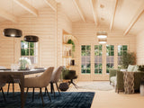 Irene 21,9+5,2 m2 (5.1x5.5m | 44mm) Varjualusega freespruss-aiamaja