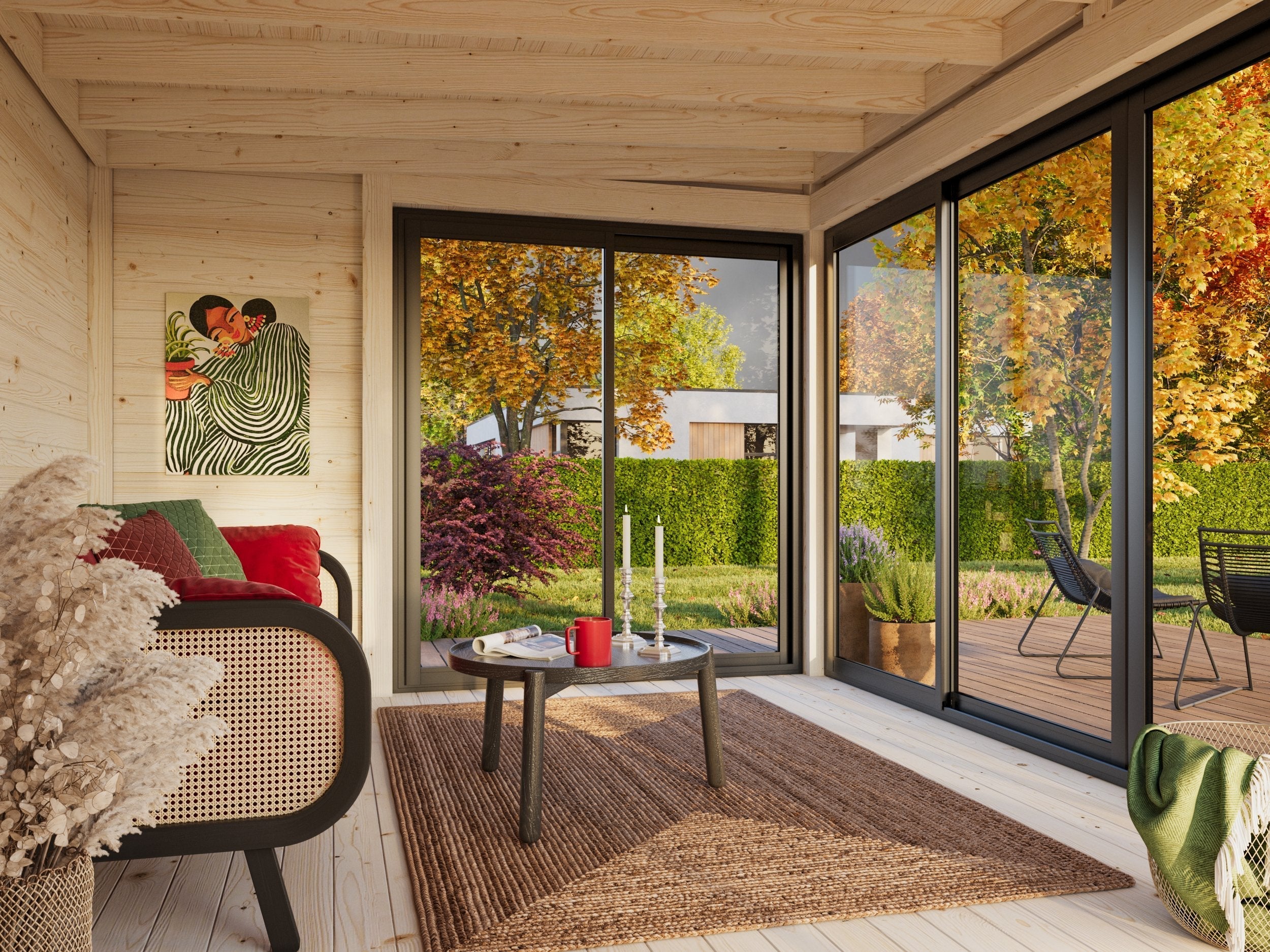 Serena 2 (4,2x3,2 m | 12,6 m² | 44 mm) Modernne klaaspaviljon aeda – alumiiniumuksed ja -aknad (ühekordne või topeltklaas)