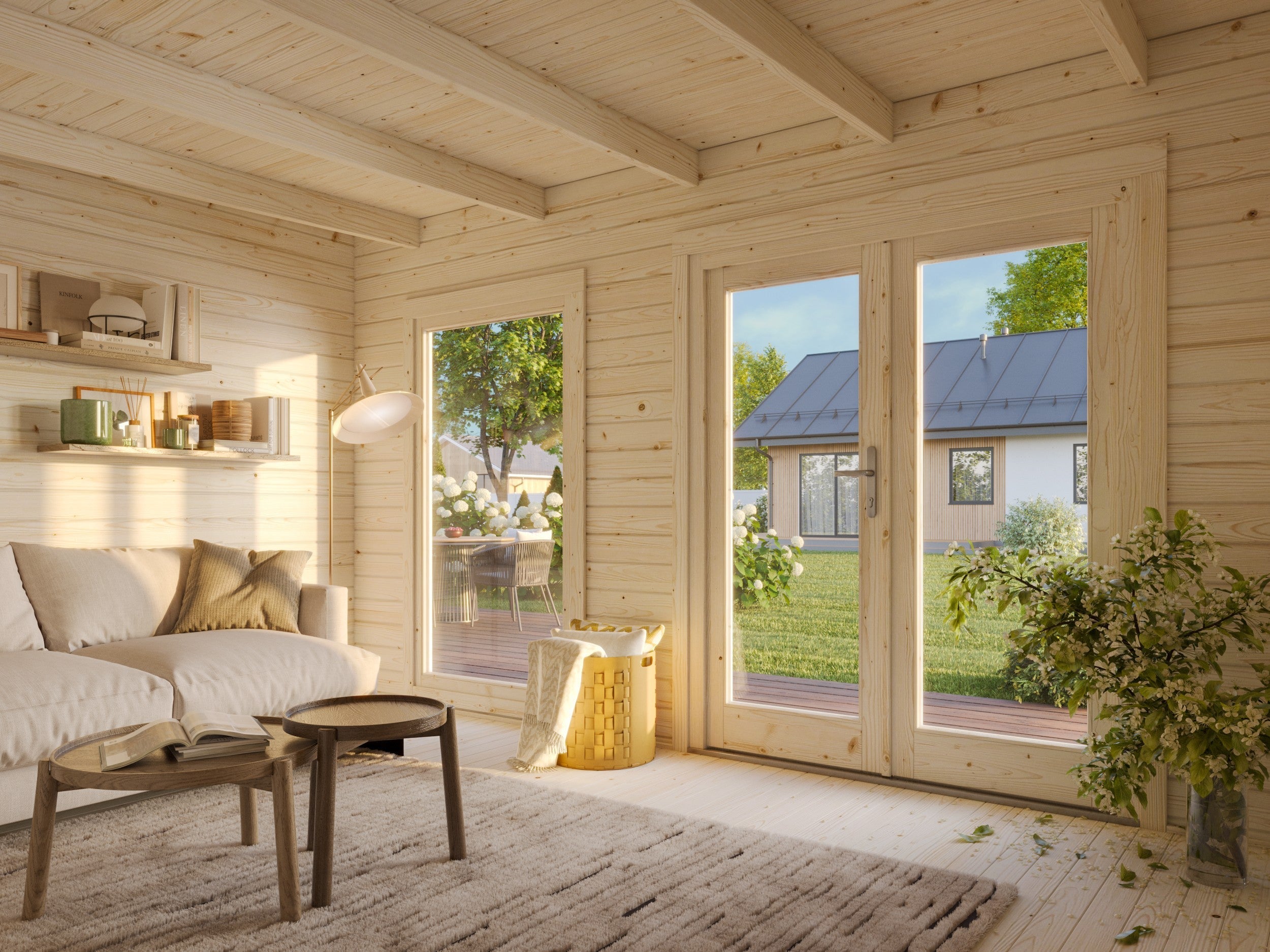 Heidi 11.7m2 (4.1x3m | 44mm) Kaldkatusega freespruss-aiamaja