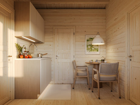 Sandra 25.6+11.1m2 (7.71x3.5m | 44mm) Kolmetoaline freespruss-suvila