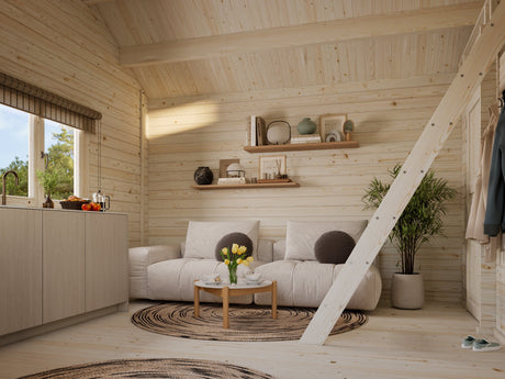 Sandra 29.9m2 (5.85x3.9m | 44mm) Kolmetoaline freespruss-suvila