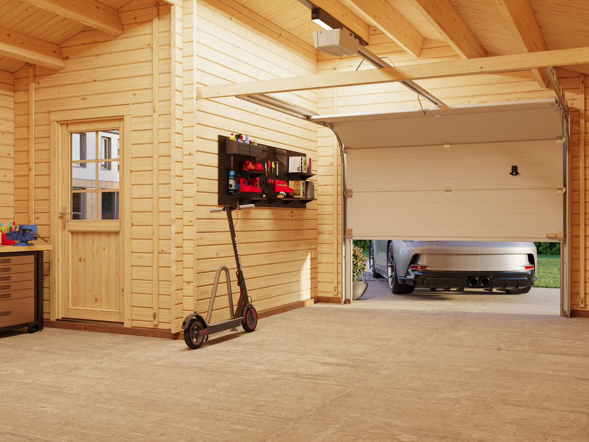 Roger 21.9+5.2m2 (5.1x5.5m | 44mm) Varjualusega freespruss-garaaž sektsioonuksega