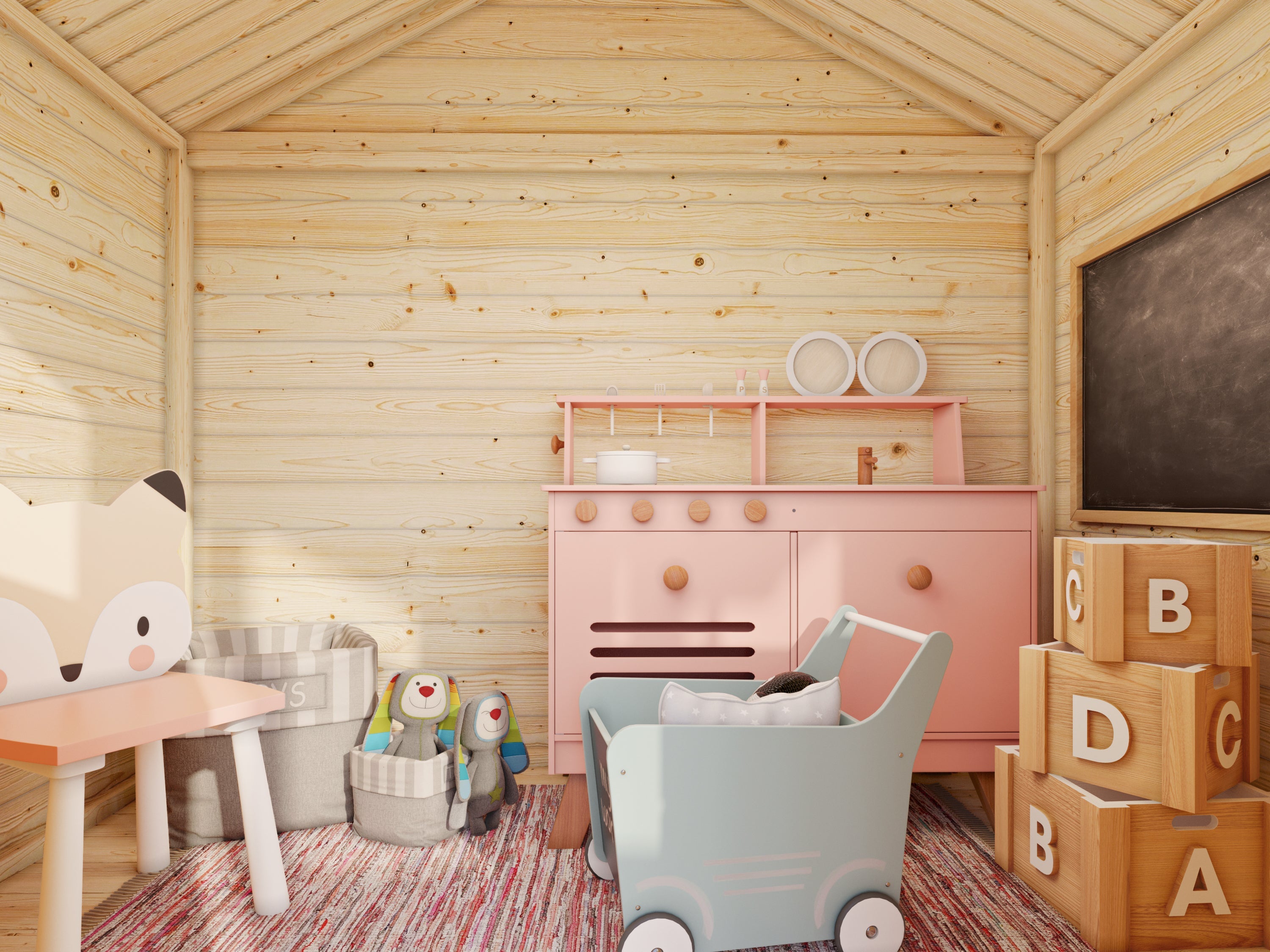 Toby 2.1m2 (1.8x1.22m | 16mm) Valmis seinaelementidest pikkade jalgadega mängumaja