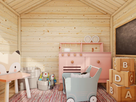 Toby 2.1m2 (1.8x1.22m | 16mm) Valmis seinaelementidest pikkade jalgadega mängumaja