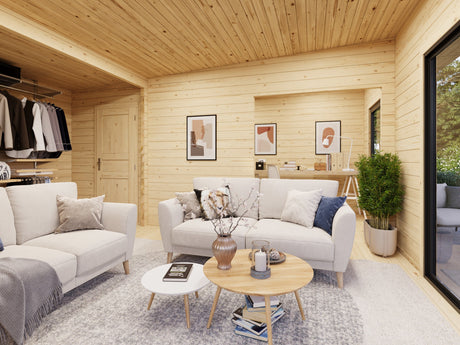 Cecilia 27.2m2 (5.4x5.4m | 70mm) Mitmeruumiline suvemaja alumiiniumakende ja -ustega