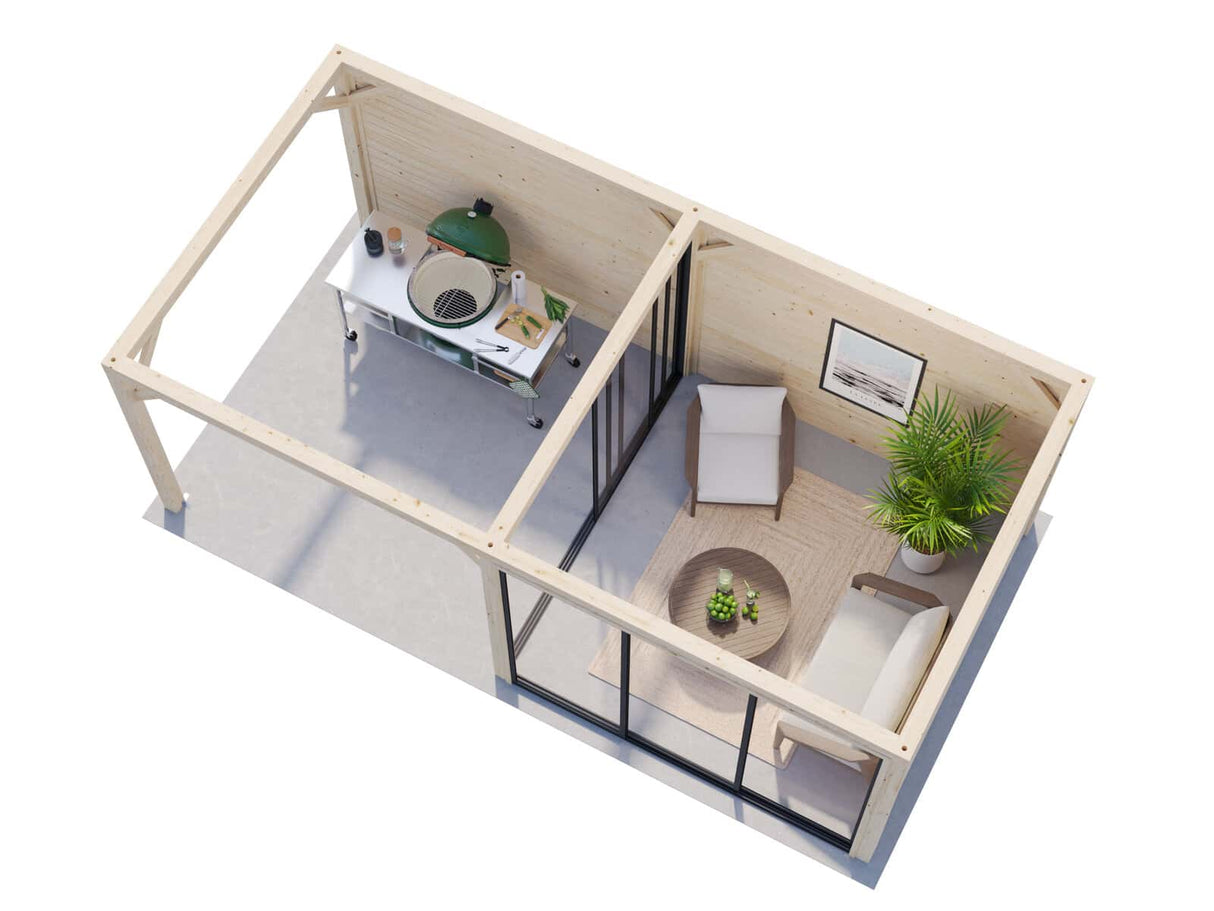Bianca 16.6m2 Set 205/505 (5.88x3m) Kahe lükandukse ja varikatusega paviljon