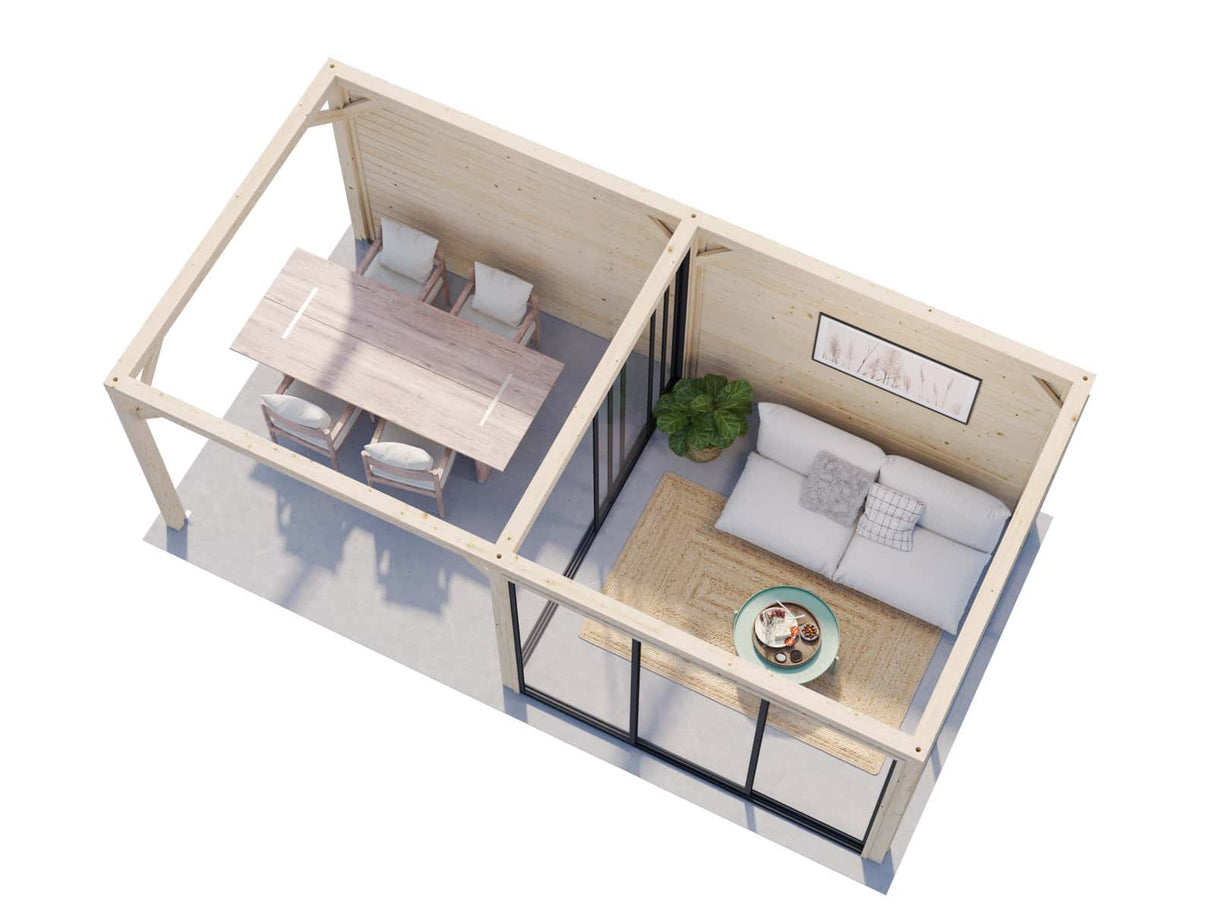 Bianca 16.6m2 Set 206/506 (5.88x3m) Kolme lükandukse ja varikatusega paviljon