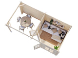 Melanie 7+8.1m2 (5.57x2.8m | 28mm) Varikatusega freesprusspaviljon