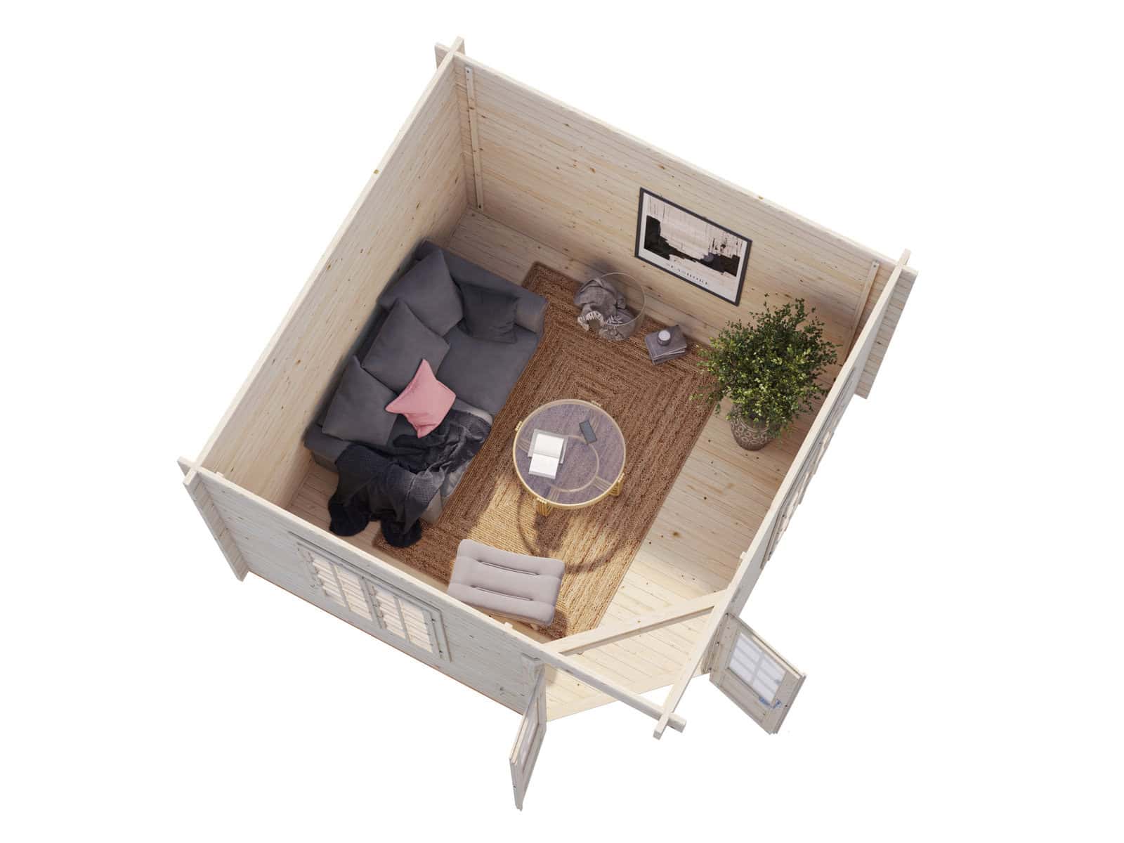 Melanie 9.9m2 (3.3x3.3m | 44mm) Vastupidav ruudukujuline freesprusspaviljon