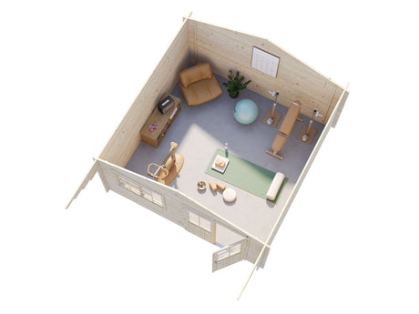 Britta 17.5m2 (4.26x4.26m | 40mm) Mägimajakese stiilis freespruss-aiamaja