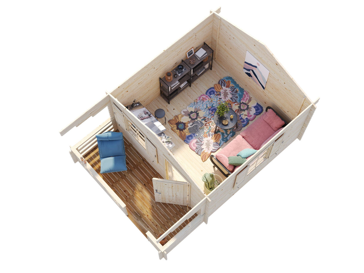 Emma 10.4+4.2m2 (3.3x3.3m | 34mm) Alpi stiilis freespruss-aiamaja