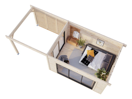 Grace 11.2+8.2m2 Slide Plus (4x3m | 56mm) Liimpuitelementidest aiamaja varikatuse ja topeltklaasiga lükandustega