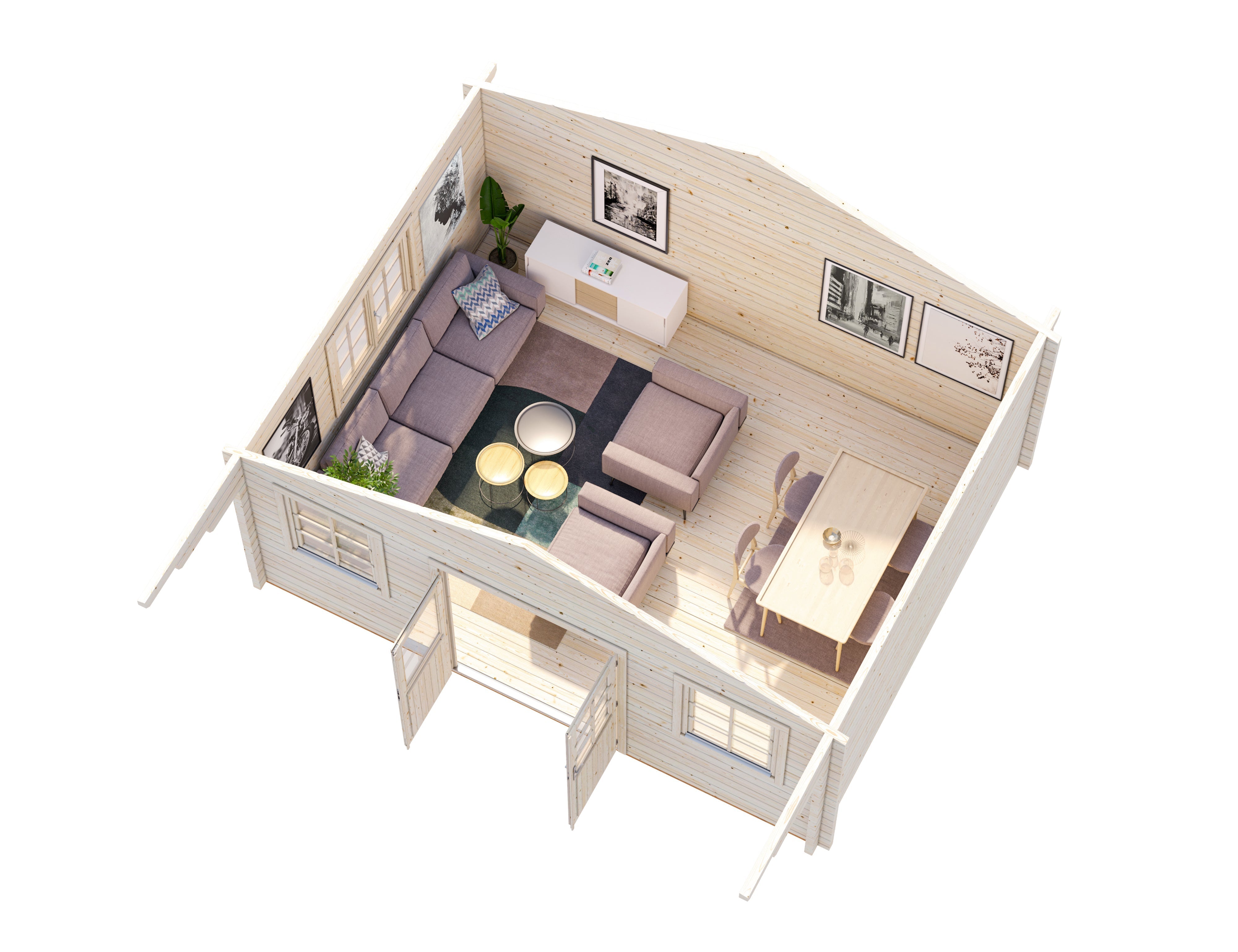 Helena 24.6m2 (5.1x5.1m | 70mm) Traditsiooniline freespruss-aiamaja