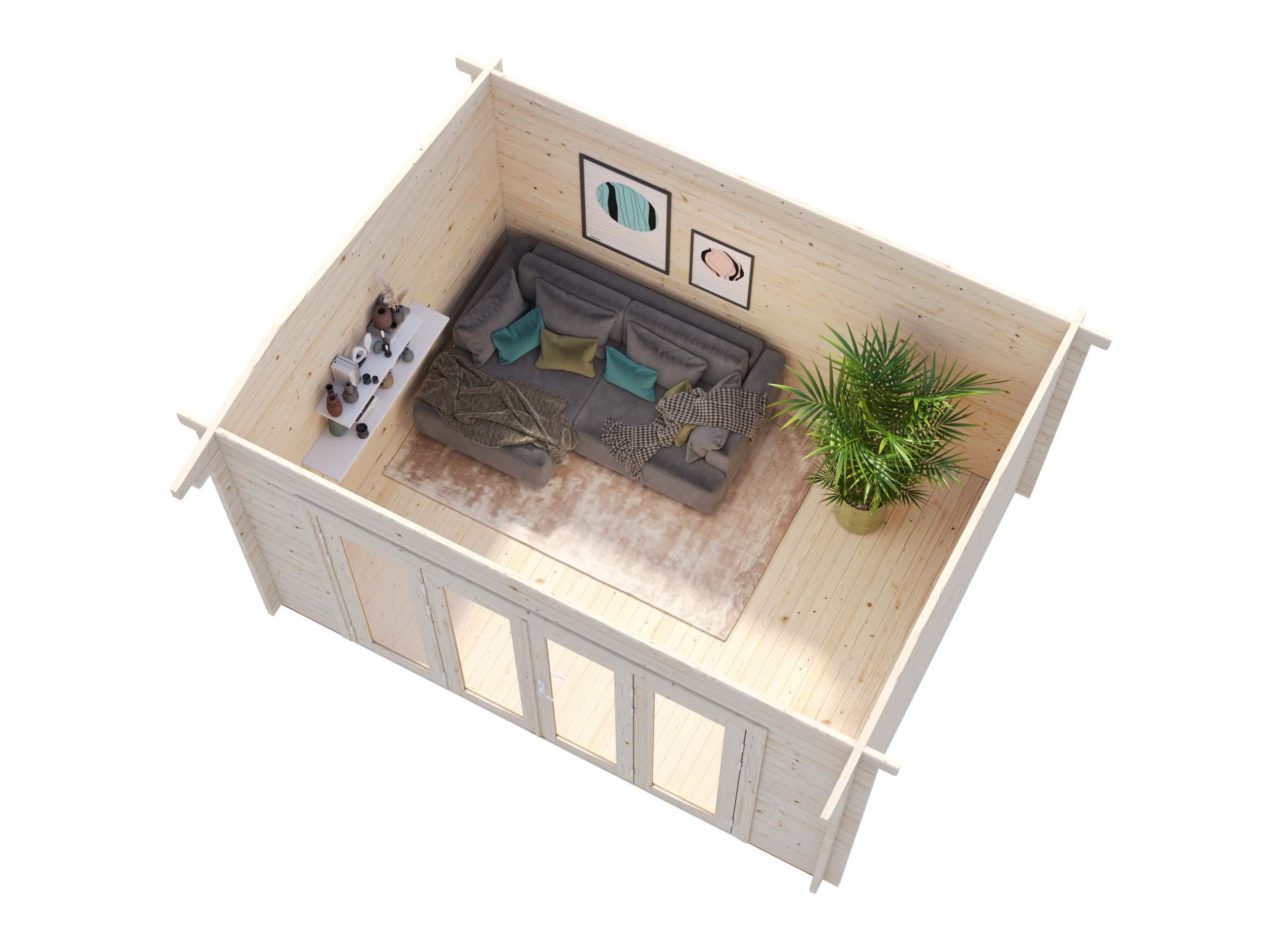 Ines 11.1m2 (3.9x3m | 44mm) Freespruss-aiamaja voldikustega