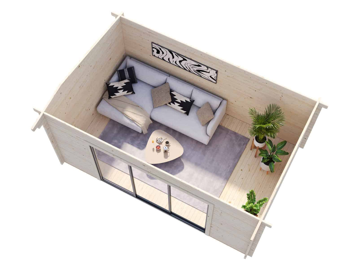 Ines 13.7m2 (4.8x3m | 44mm) Lükandustega freespruss-aiamaja