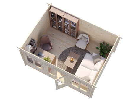 Lisa 11.5m2 (4x3m | 34mm) Lamekatusega freespruss-aiamaja