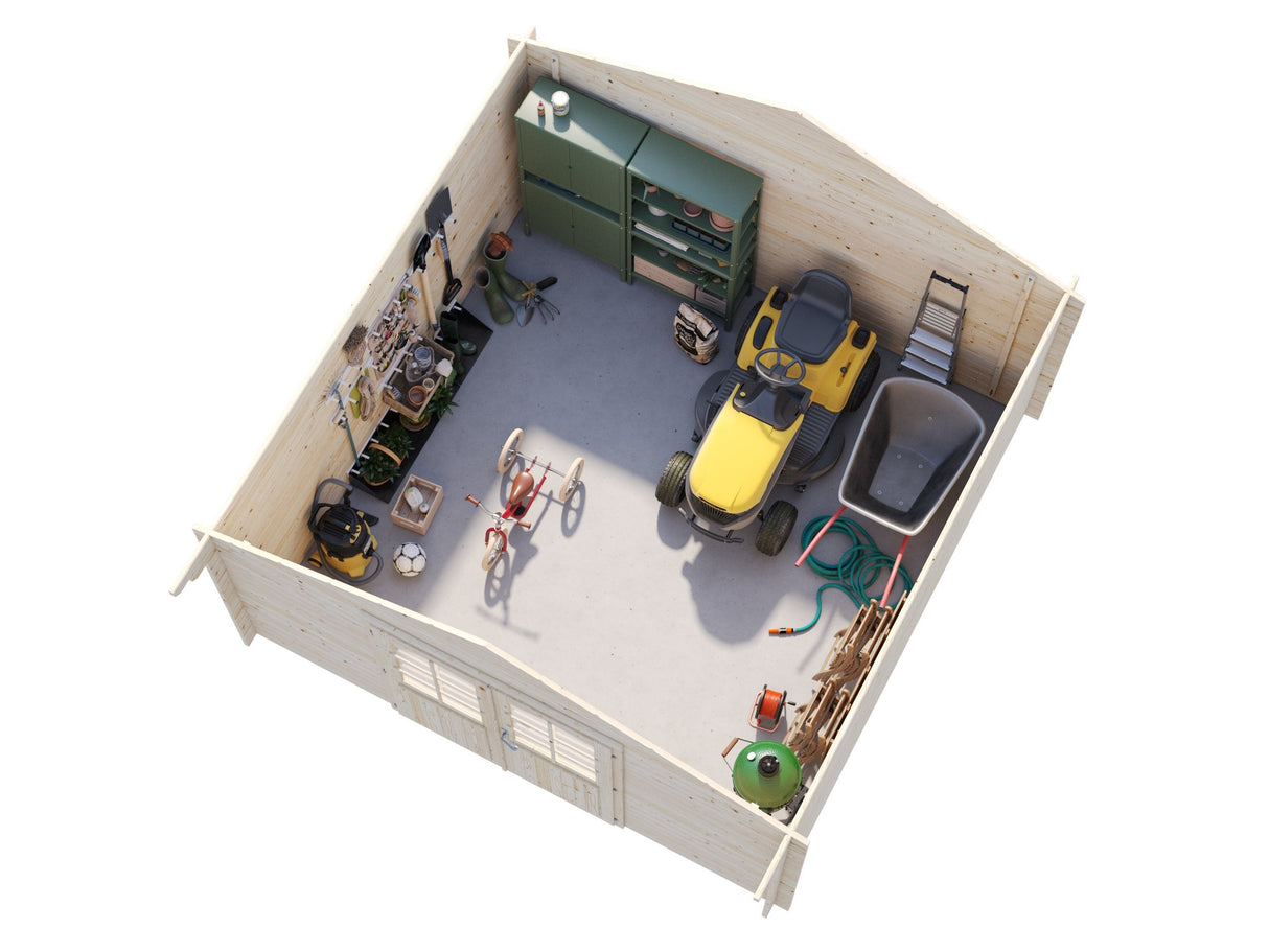 Lotta 13.9m2 (3.8x3.8m | 34mm) Traditsiooniline freespruss-aiamaja