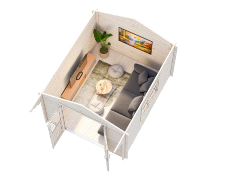 Sally 10.2m2 (3x3.6m | 44mm) Kompaktne traditsiooniline freespruss-aiamaja