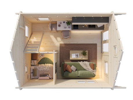 Kendra 18.4m2 (3.99x4.99m | 70mm) Pööninguga freesprussmaja