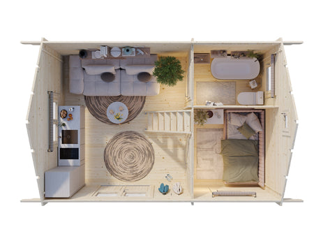 Sandra 29.9m2 (5.85x3.9m | 44mm) Kolmetoaline freespruss-suvila