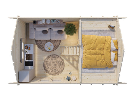 Sandra 29.9m2 (5.85x3.9m | 44mm) Kolmetoaline freespruss-suvila