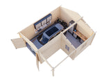 Roger 21.9+5.2m2 (5.1x5.5m | 44mm) Varjualusega freespruss-garaaž puidust uksega