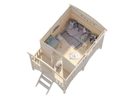 Huck 3.3m2 (1.8x2.03m | 16mm) Valmis seinaelementidest jalgadel mängumaja