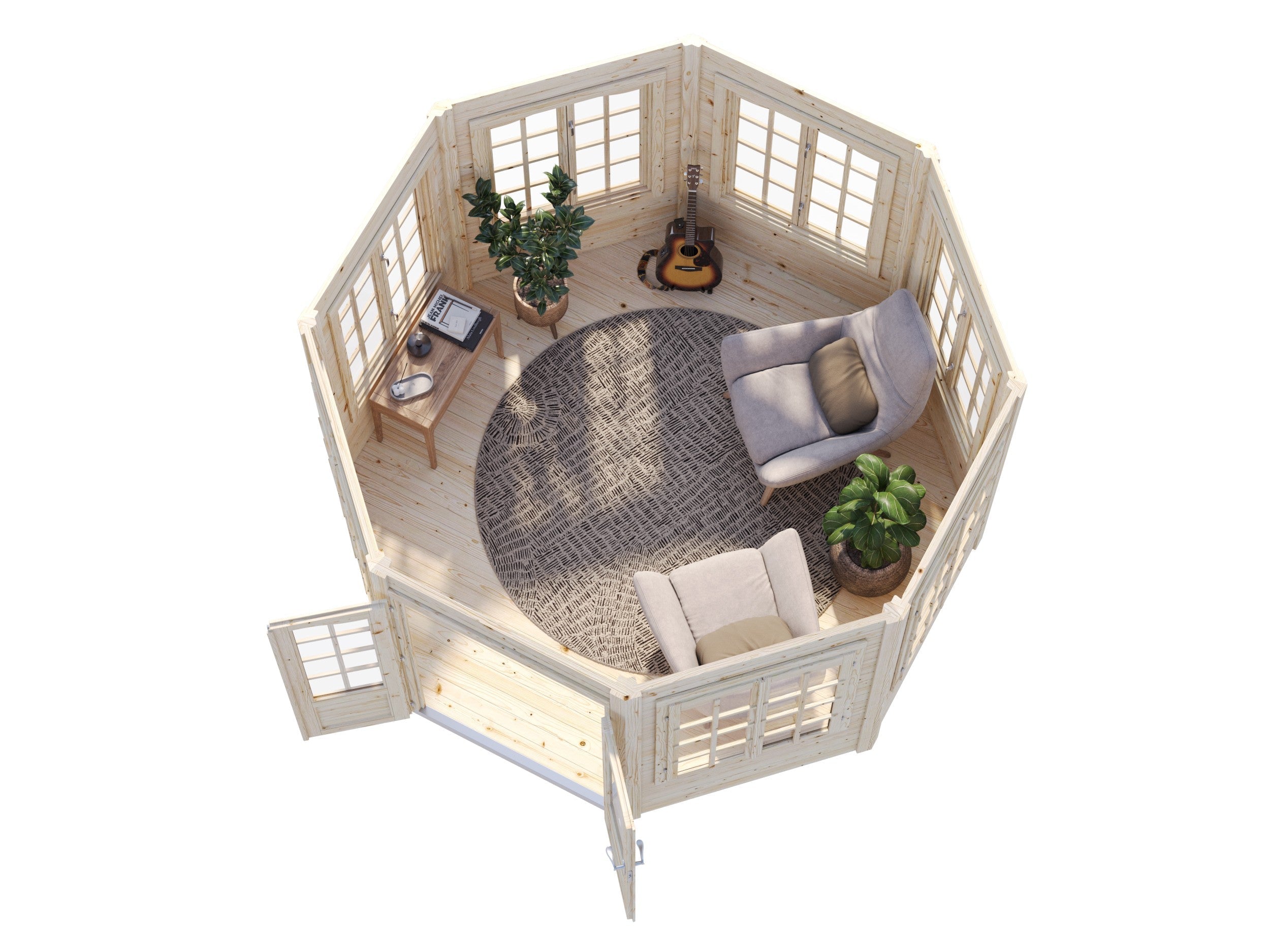 Veronica 7 9.2m2 (3.37x3.37m | 34mm) Valmis seinaelementidest seitsme aknaga paviljon