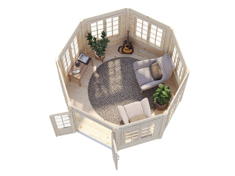 Veronica 7 9.2m2 (3.37x3.37m | 34mm) Valmis seinaelementidest seitsme aknaga paviljon