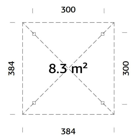 Bianca 8.3m2 (3x3m) Püramiidkatusega paviljon
