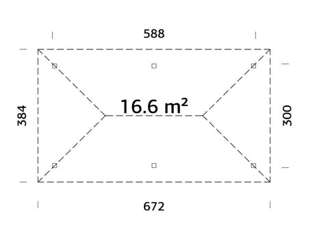 Bianca 16.6m2 (5.88x3m) Püramiidkatusega suur paviljon
