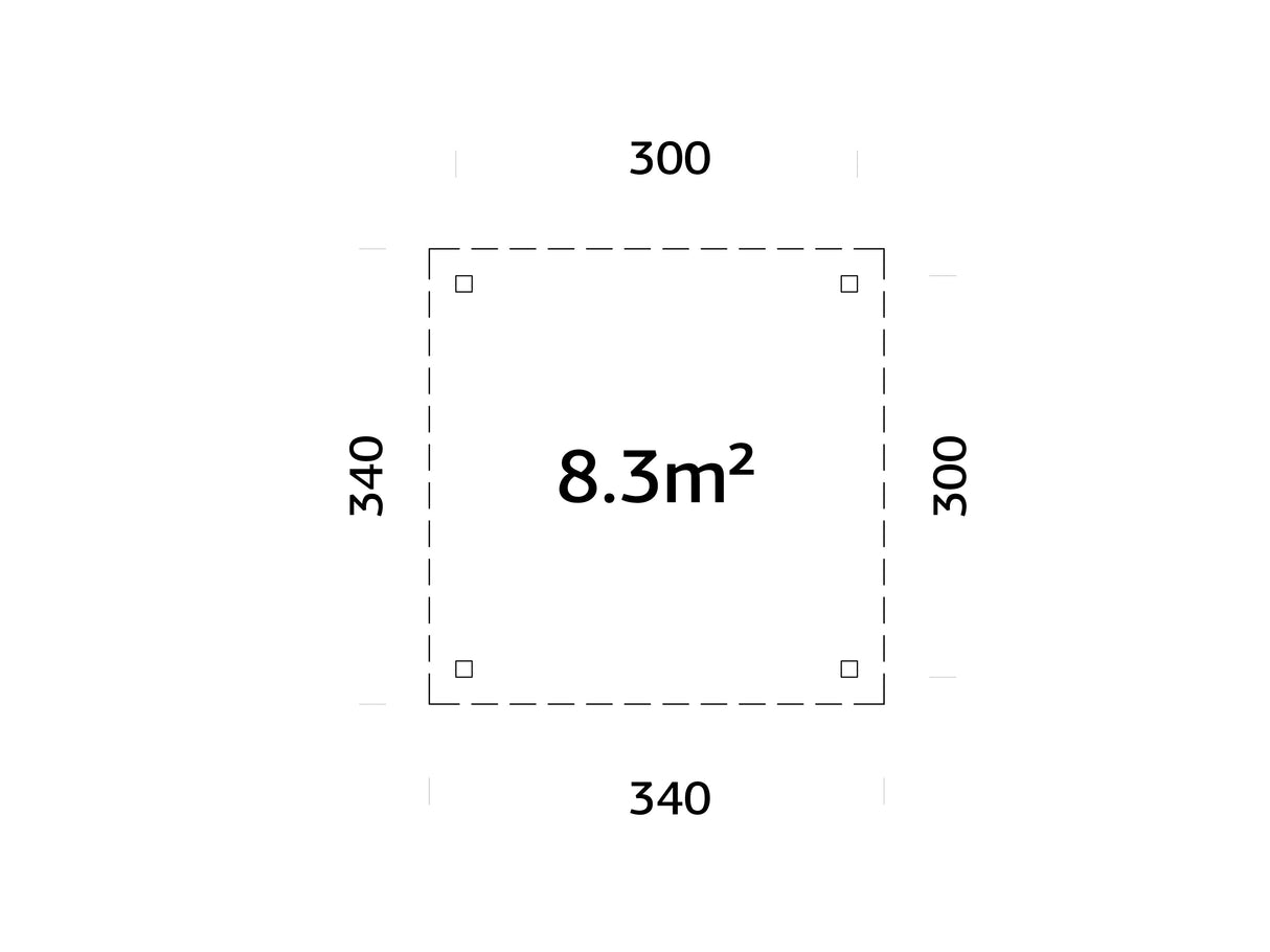 Lenna 8.3m2 (3x3m) Lamekatusega paviljon