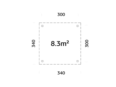 Lenna 8.3m2 (3x3m) Lamekatusega paviljon
