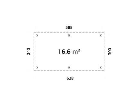 Lenna 16.6m2 (5.88x3m) Lamekatusega suur paviljon