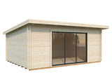 Lea 19.4m2 (5.3x3.8m | 44mm) Kaldkatusega freespruss-aiamaja lükandustega