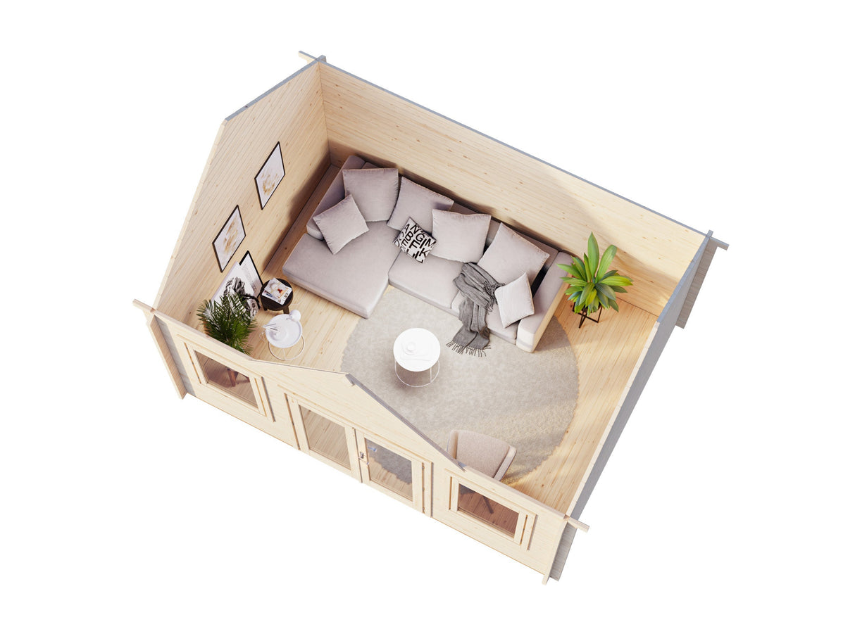 Claudia 14.2m2 (4.5x3.3m | 44mm) Kellakastiga freespruss-aiamaja