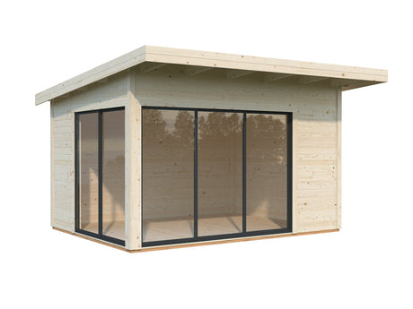 Andrea 11.2m2 (3.9x3m | 44mm) Lükanduste ja modernse nurgalahendusega aiamaja