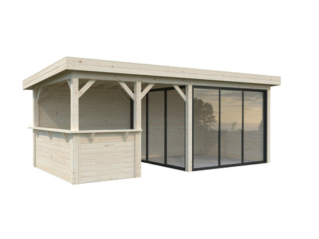 Lenna 16.6m2  Set 407/707 (5.88x3m) Kahe lükandukse ja väliköögiga paviljon