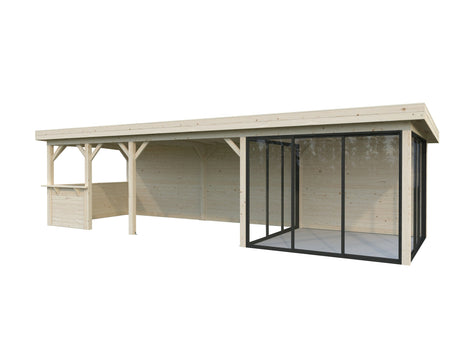 Lenna 24.9m2 Set 416/716 (8.76x3m) Lamekatuse ja kolme lükanduksega suur paviljon väliköögi osaga