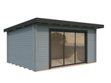 Lea 14.2m2 (4.5x3.3m | 44mm) Kaldkatusega freespruss-aiamaja lükandustega